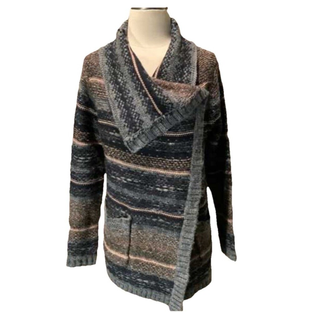 NWT Lucky Brand Woman Sx XS One Button Open Cardigan B Shawl Collar Style Wool